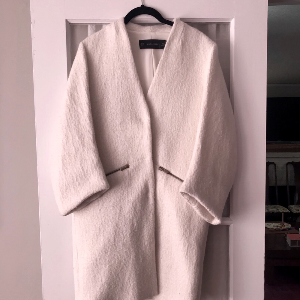 Zara white coat gold detailing